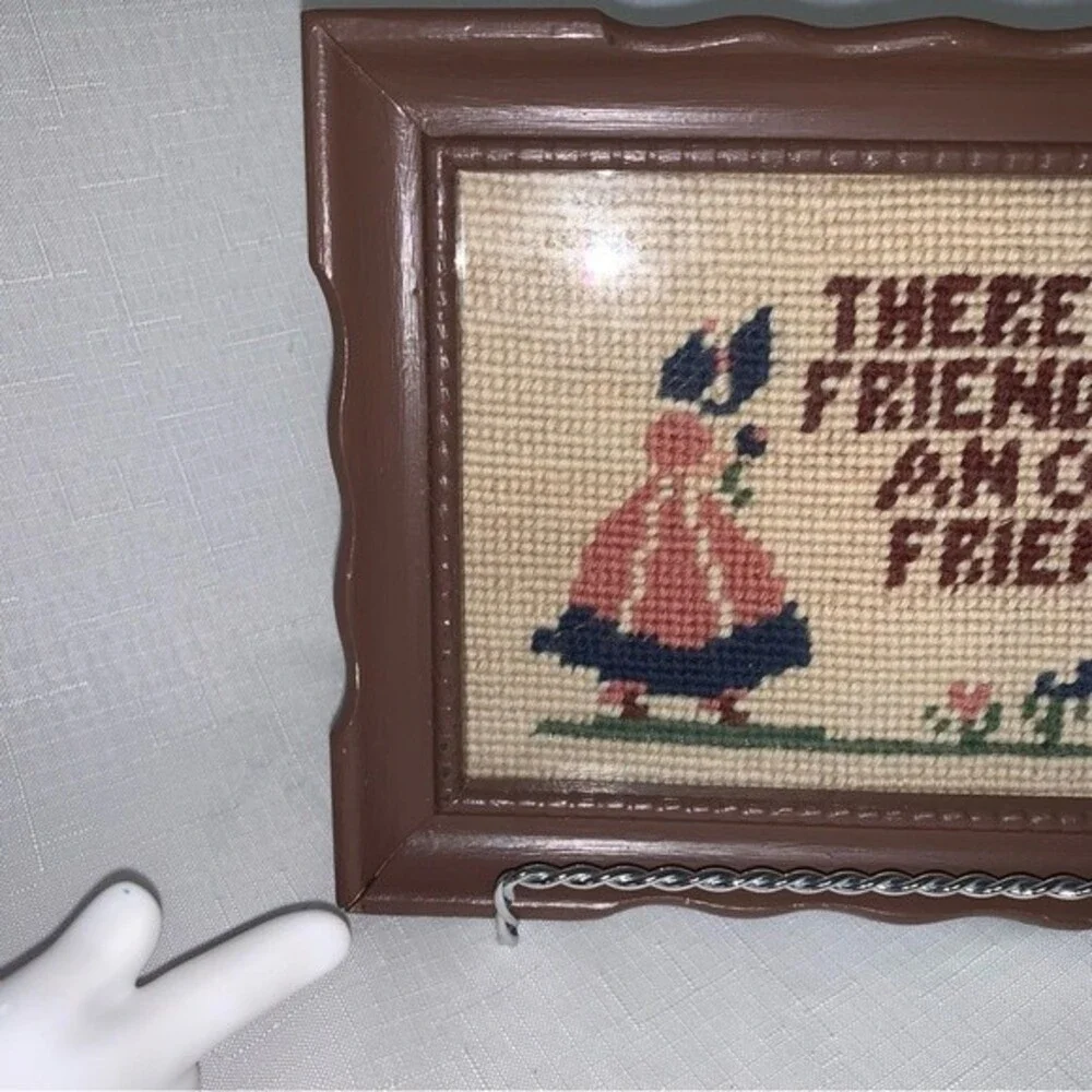 Vintage Handmade Home Decor Grannycore Stitched Friendship Sign 1941 Crafty Art
